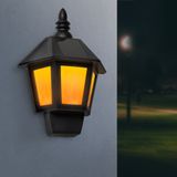 2 v 1 nástenná solárna lampa, imitujúca plamene, studená biela LED - 28 x 19,5 x 9,6 cm