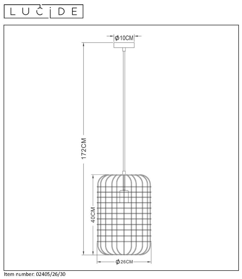 Lucide ESMEE - Pendant light - O 26 cm - 1xE27 - B – Obrázok 2