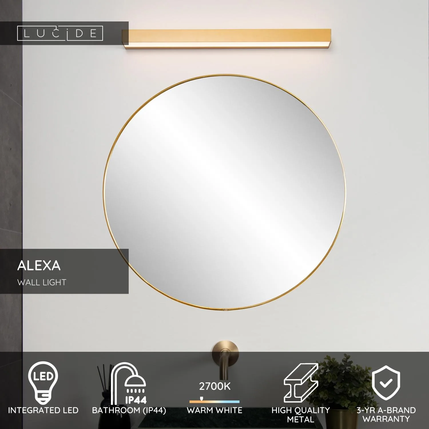 ALEXA Wall light Bathr.-Matt G.-LED-8W-3000K-IP44 – Obrázok 3
