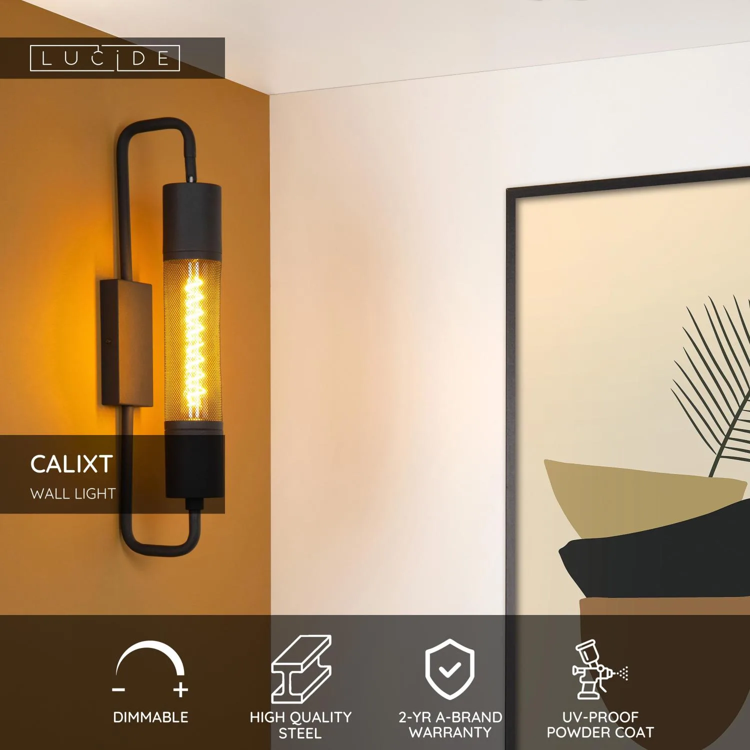CALIXT Wall light-Black-1xE27-10W-Steel – Obrázok 3