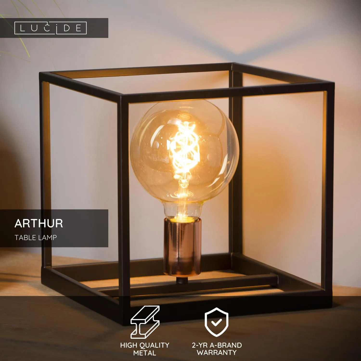 ARTHUR Table lamp-Black-1xE27-60W-Metal – Obrázok 3