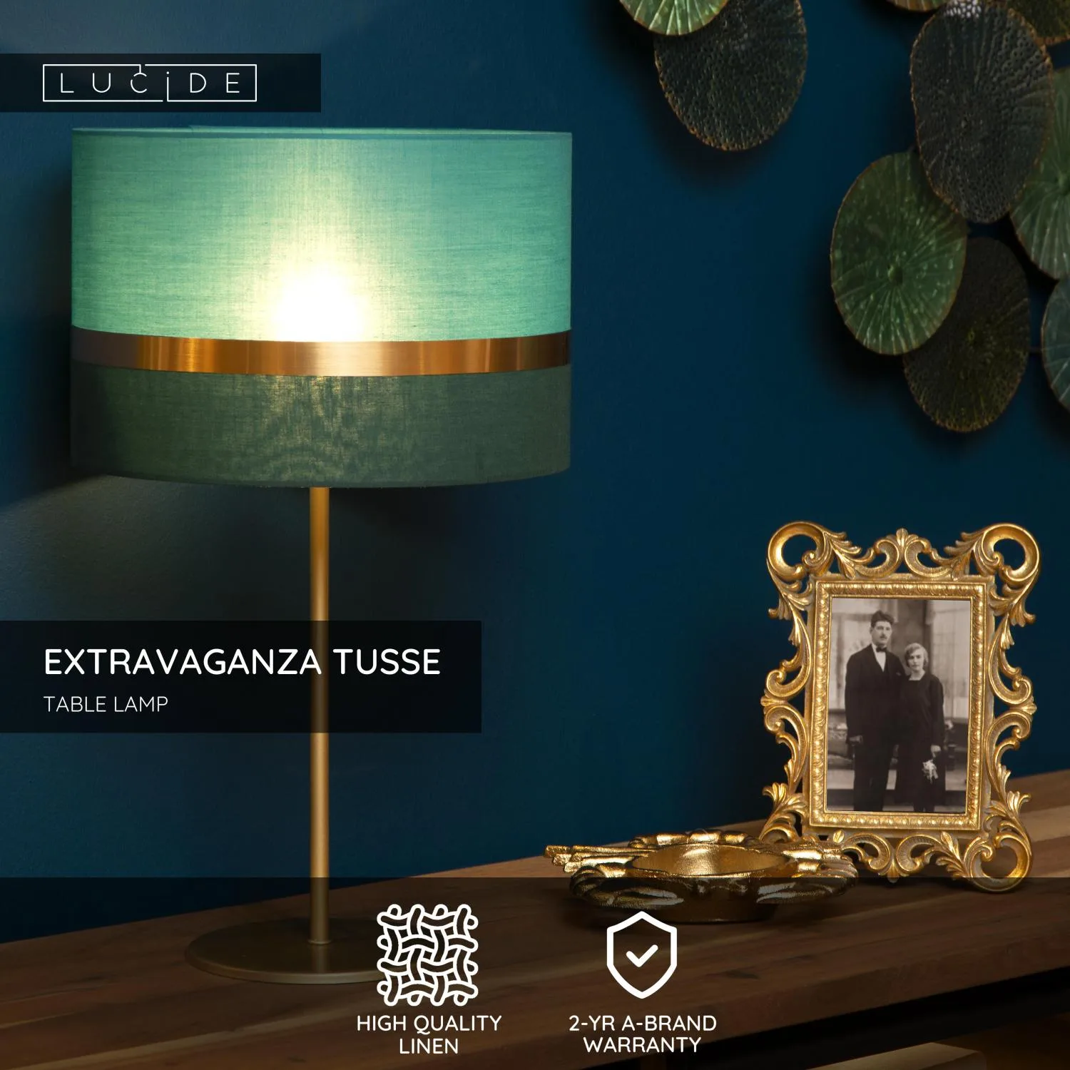 TUSSE. Table lamp-Green-O30-1xE14-40W-Linen – Obrázok 3