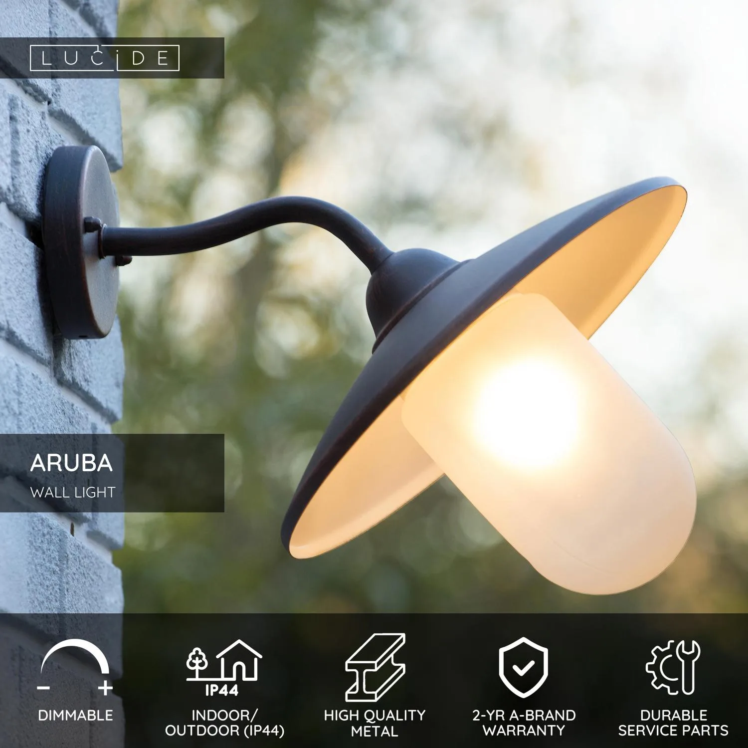 ARUBA Wall light Outd.-Rust B.-O30-1xE27-60W-IP44 – Obrázok 2