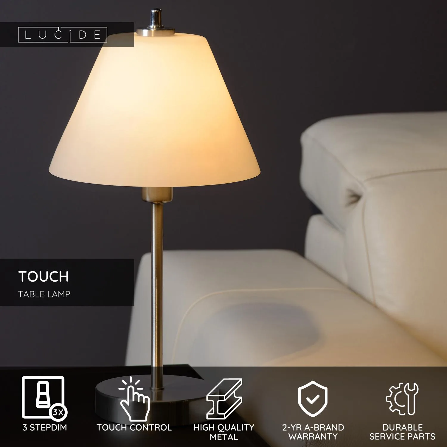 TOUCH Table lamp-Satin .-O22-1xE14-40W-Metal – Obrázok 2