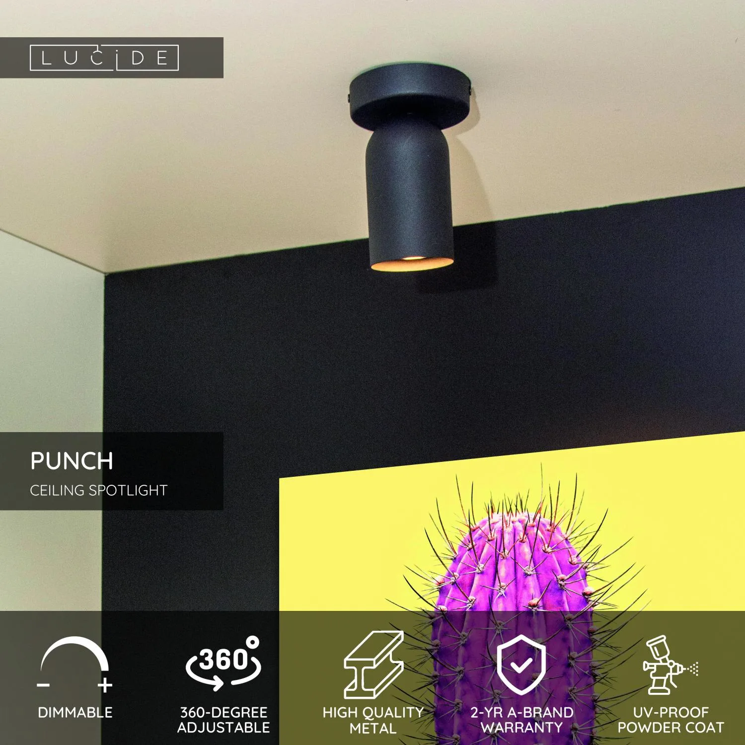 PUNCH Ceiling spot.-White-1xGU10-35W-Metal – Obrázok 3