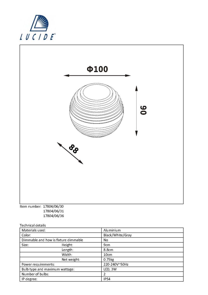Lucide AYO - Wall light Outdoor - O 9 cm - LED - 2 – Obrázok 3