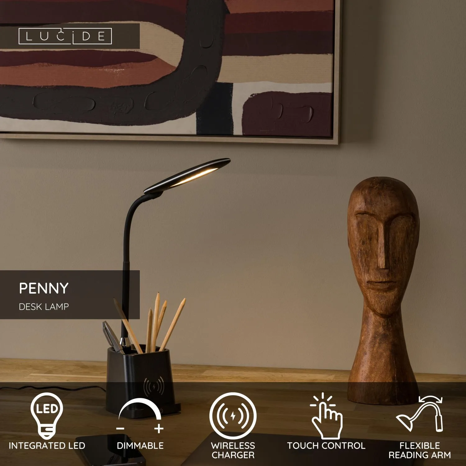 PENNY Desk lamp-Black-LED Dimm.-4,7W-3000K-Abs – Obrázok 3