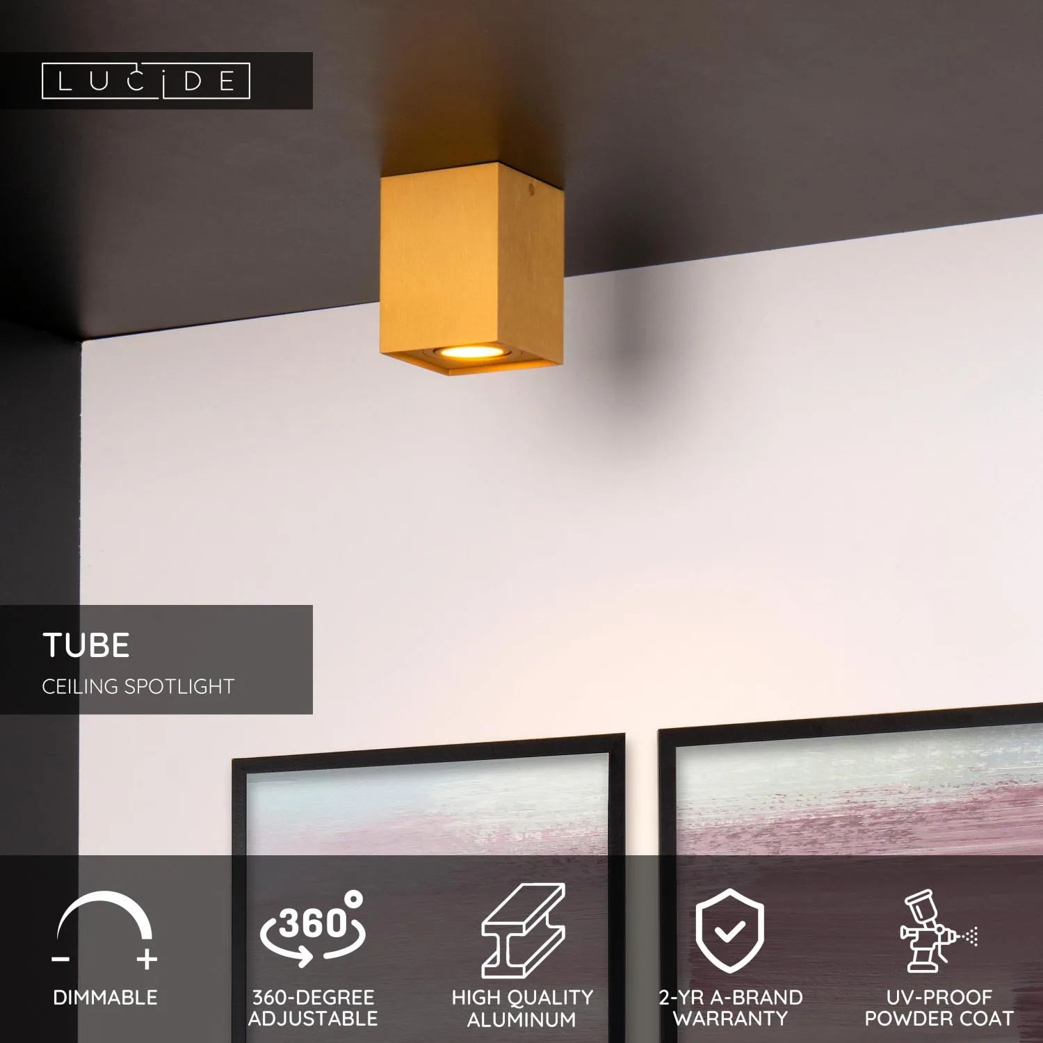 TUBE Ceiling spot.-Matt G.-1xGU10-50W-Alumin. – Obrázok 3