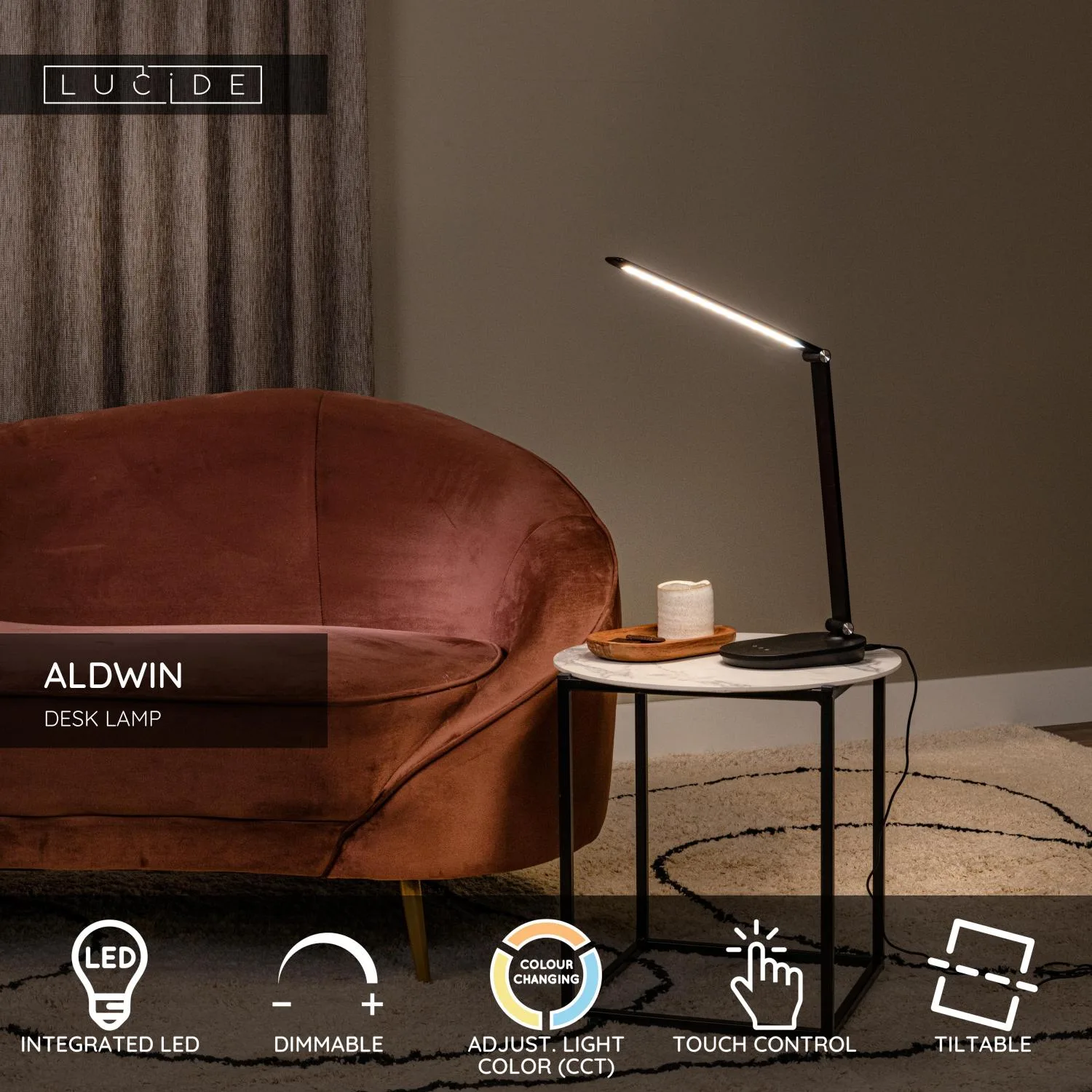 ALDWIN Desk lamp-Black-LED Dimm.-8W-2800K/6500K – Obrázok 3