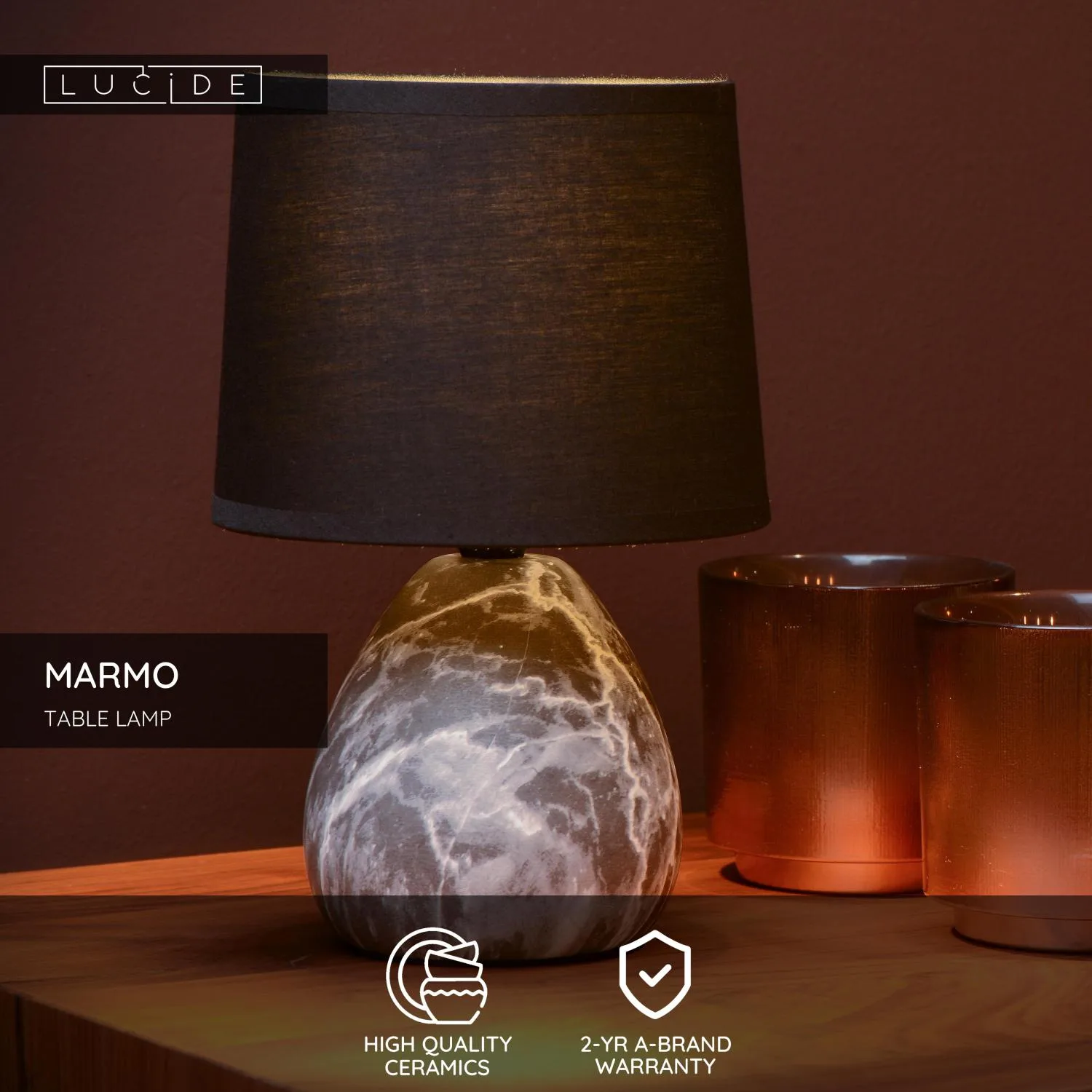 MARMO Table lamp-Black-O16-1xE14-40W-Cerami. – Obrázok 3
