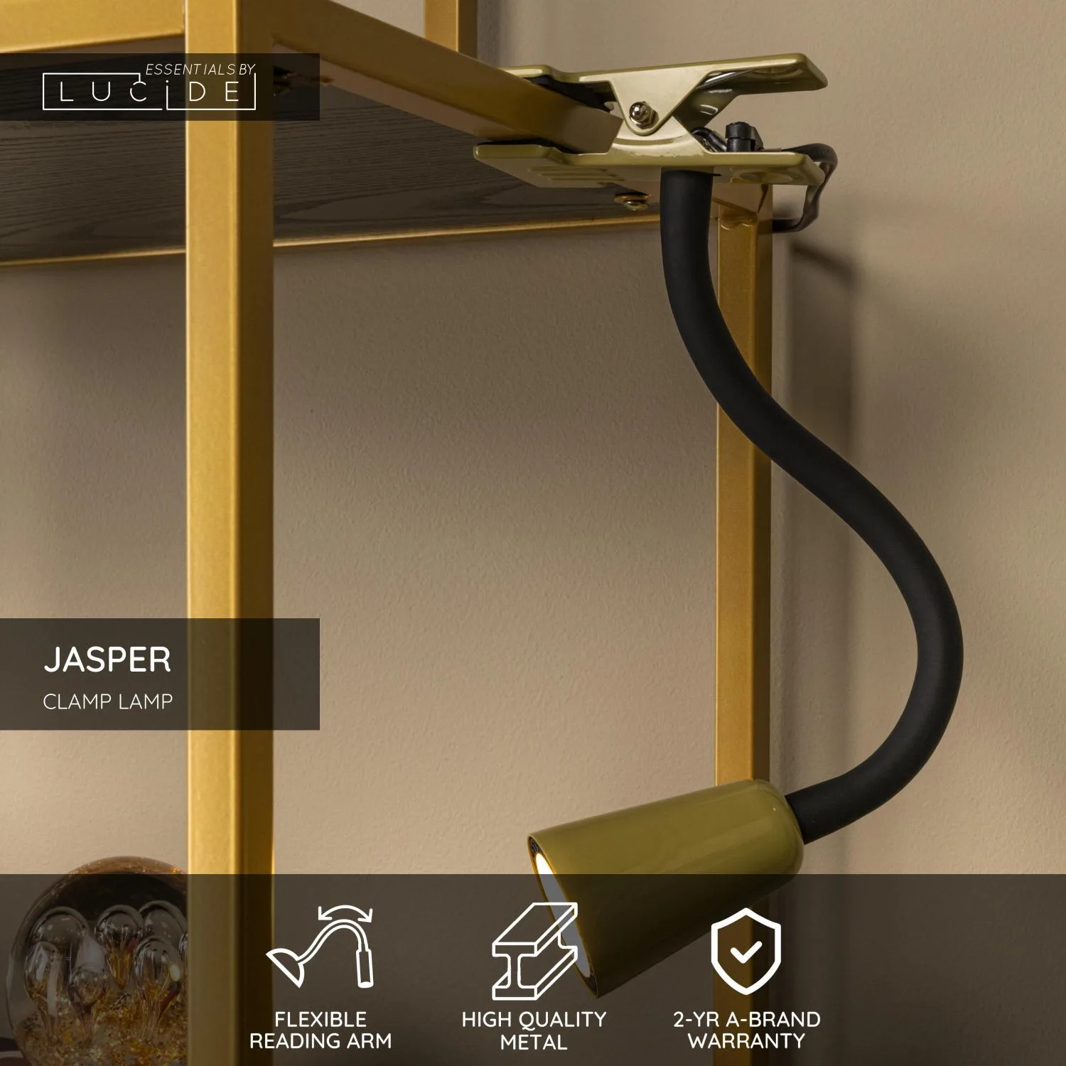 JASPER Clamp lamp-Cream-1xGU10-25W-Metal – Obrázok 3