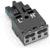 Socket 2-pole Cod. L 4,00 mm2 dark gray