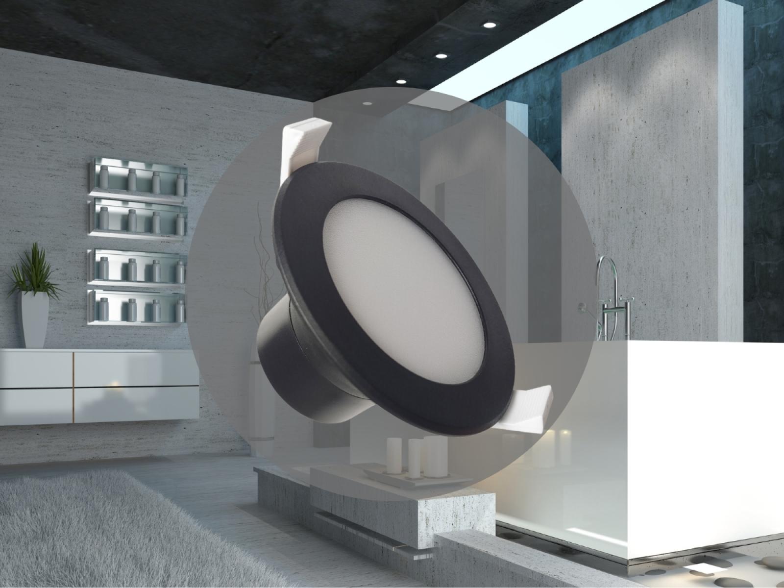 LED svietidlo 7W IP44/4000K/BK