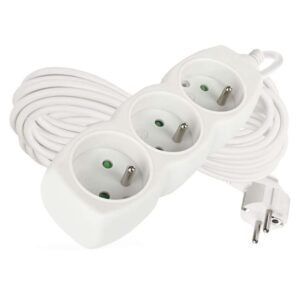 Predlžovací kábel 10 m / 3 zásuvky / biely / PVC /