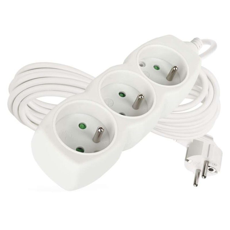 Predlžovací kábel 7 m / 3 zásuvky / biely / PVC /