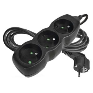 Predlžovací kábel 3 m / 3 zásuvky / čierny / PVC /
