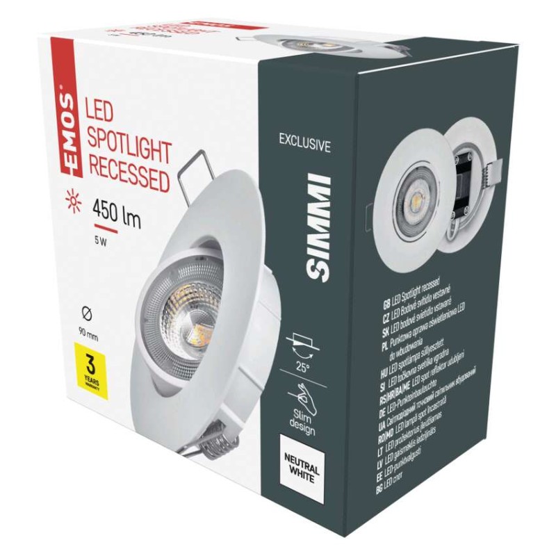 LED bodové svietidlo Exclusive biele, kruh 5W neut
