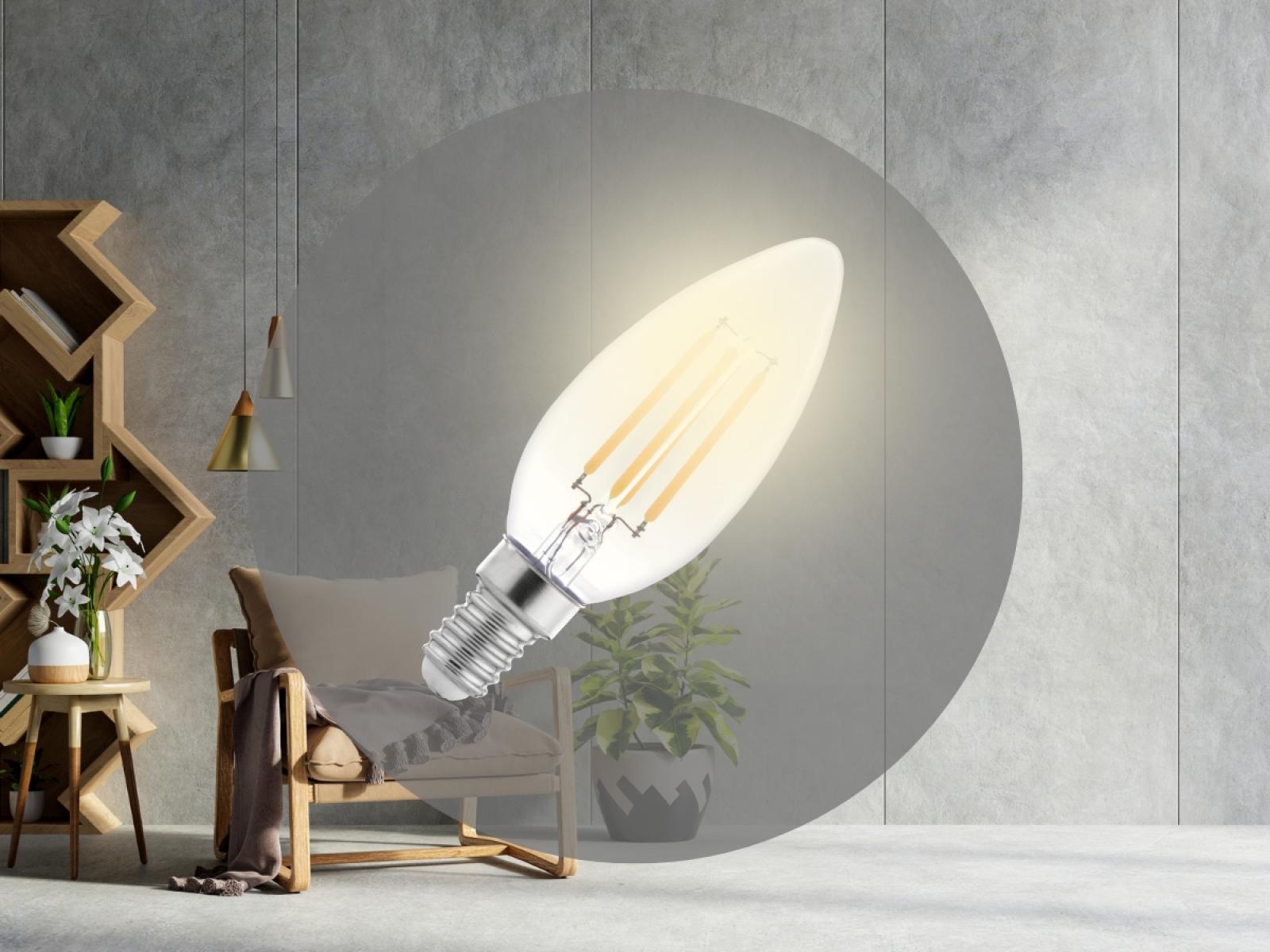 LED Filament 4W C35/E27/3000K – Obrázok 3