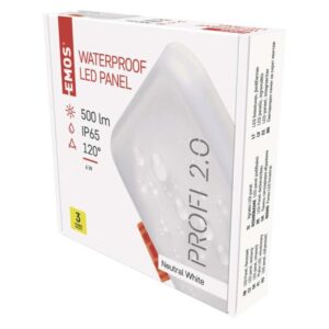 LED panel 75×75, štvorcový vstavaný biely, 6W neut