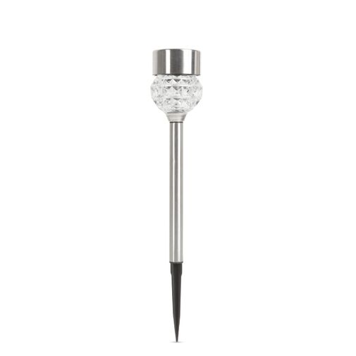 LED solárna lampa - zapichovateľná - leštený kov + – Obrázok 3