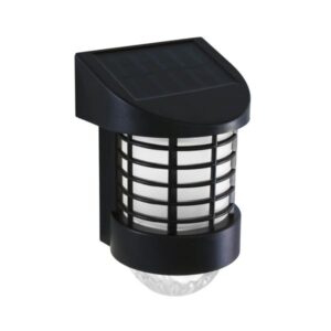 LED solárna nástenná lampa - teplá biela - čierna
