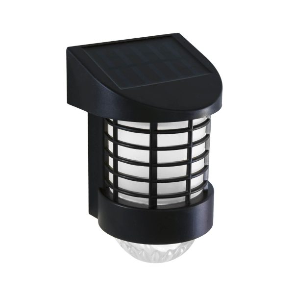 LED solárna nástenná lampa - teplá biela - čierna