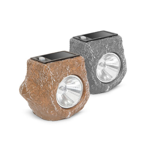LED solárna lampa - "sivý kameň" - studená biela - – Obrázok 2