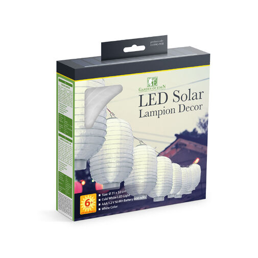 Solárny lampión - biely - studená biela LED - 21 c – Obrázok 2