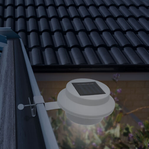 Solárna lampa na odkvap / plot s 3 LED - biela – Obrázok 3