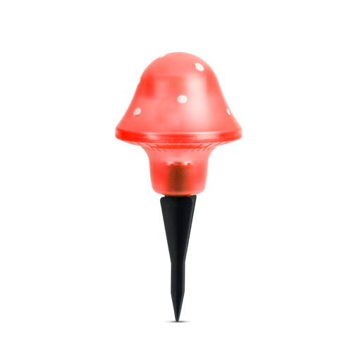 LED solárna lampa v tvare hríbu - červená - 11 cm – Obrázok 3
