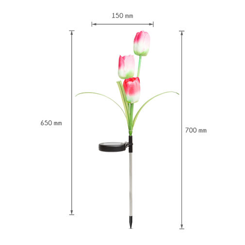 Zapichovací solárny kvet - RGB LED - 70 cm - 2 ks – Obrázok 3