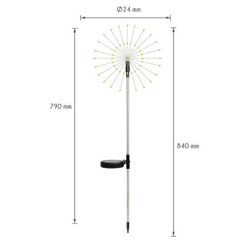 Zapichovací solárny kvet - 90 microLED - teplá bie – Obrázok 3
