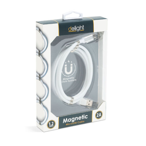 Magnetický dátový kábel - MicroUSB - 2A - biely – Obrázok 3
