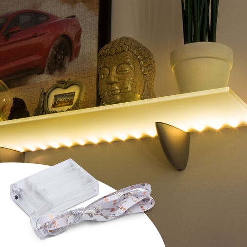 LED pás - teplá biela - 1 m - 3 x AA batérie – Obrázok 2