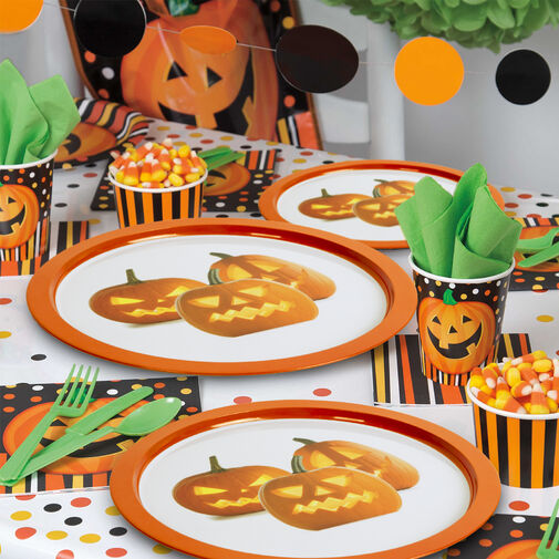 Halloweenska tácka - tekvica - kov - 31 cm – Obrázok 2