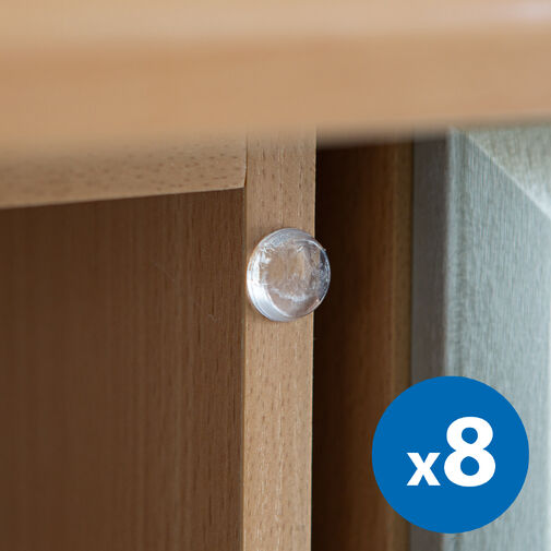 Sada zarážok na dvere – priehľadné –18 mm – 8 ks /