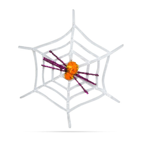 Pavučina s pavúkom - halloweenska dekorácia - biel – Obrázok 2