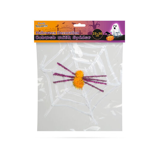 Pavučina s pavúkom - halloweenska dekorácia - biel – Obrázok 3