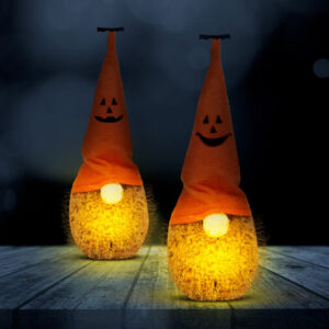 Halloweensky LED trpaslík - polyester - 20 cm - 2