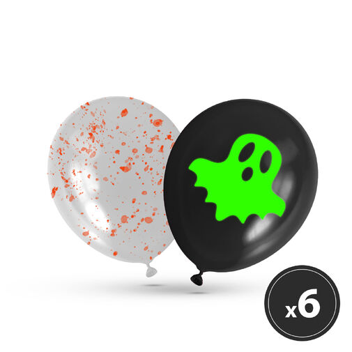 Sada halloweenskych balónov - fosforeskujúce - 6 k