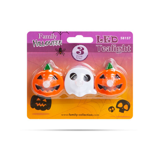 Sada halloweenskych čajových sviečok - tekvica, du – Obrázok 2