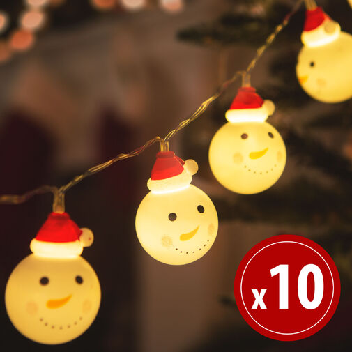 LED svetelná reťaz - snehuliak - 10 LED - 1,1 m -