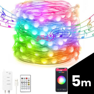 Smart sveteľná reťaz - USB - 33 RGB LED - 5 m - Bl