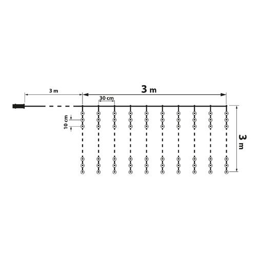 Sveteľný záves - 300 ks teplých bielych microLED - – Obrázok 3